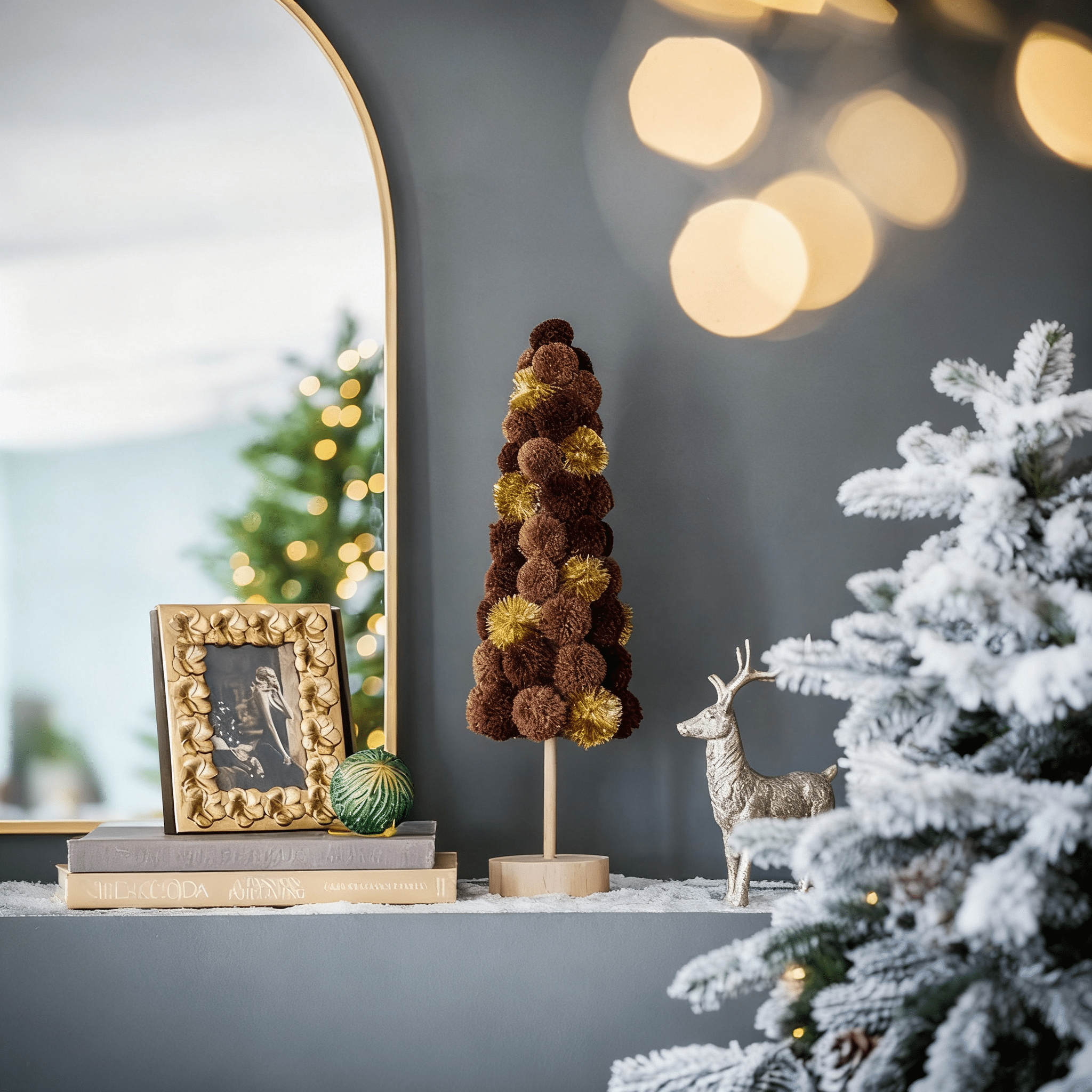 Colorful Modern Winter Tree Figurine Set 19.7 Inch Polyester Foam Tabletop Holiday Decor