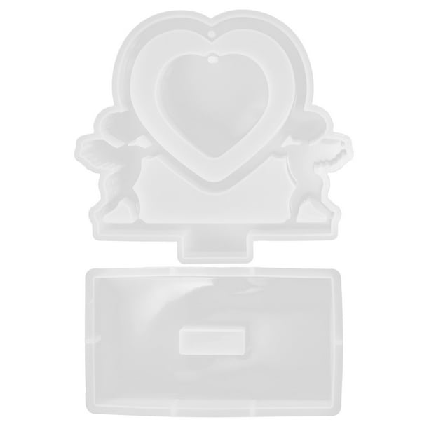 KAKOWELY 1 juego de moldes de silicona para marcos de fotos con forma de corazón de resina fundida