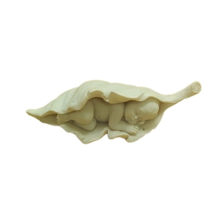 Baby Lying Sideways In Leaf Statue