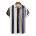 thumbnail image 4 of Men Shirt Men Shirts Casual Mens Button Up Shirt Short Sleeve Shirts for Men Men Casual Fashion Turndown Collar Stripe Printing Short Sleeve Button Shirt Blouse, 4 of 6