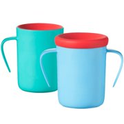Tommee Tippee Easiflow 360° Spill-Proof Trainer Cup with Travel Lid, Aqua & Teal – 6m+, 2pk