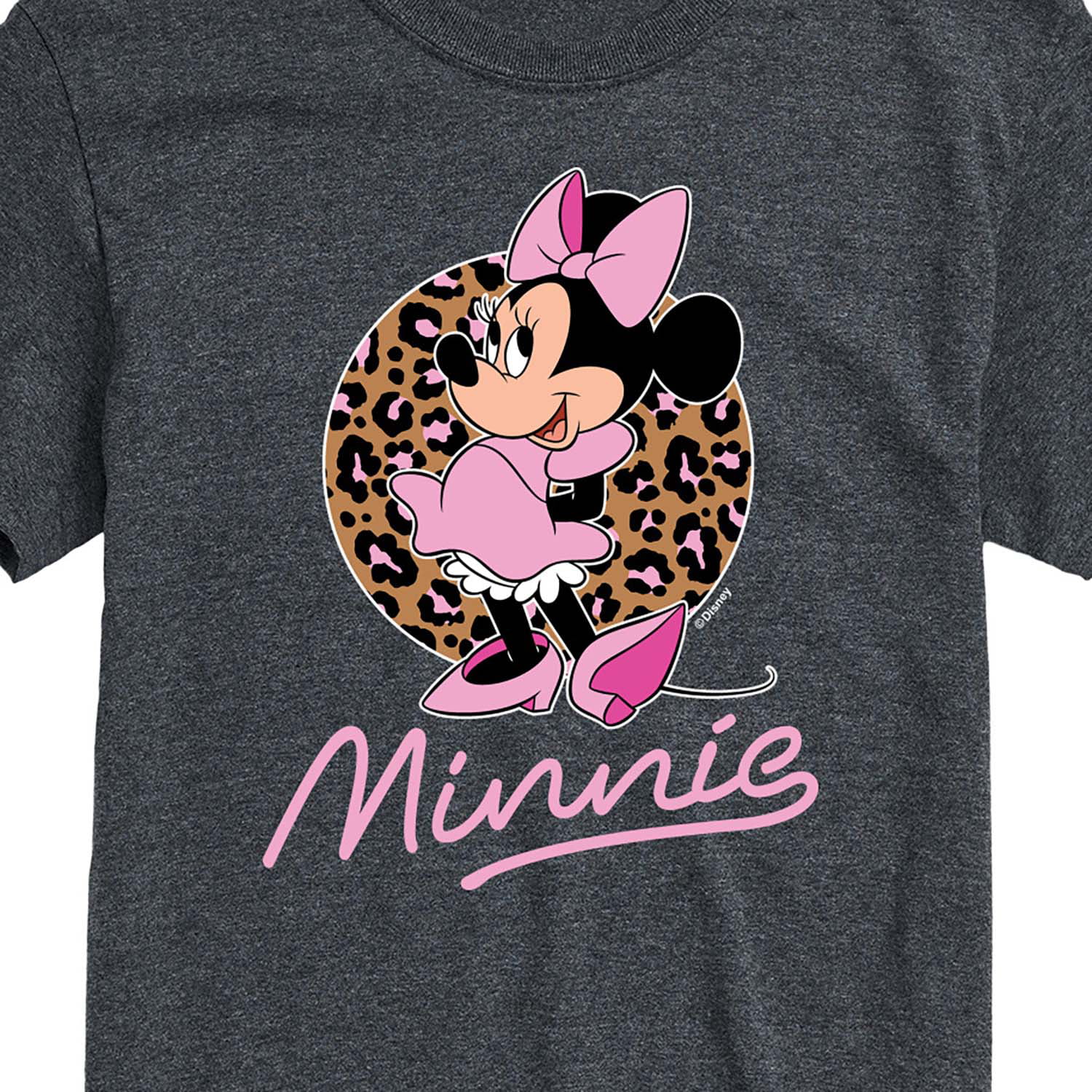 Minnie Sleeve Graphic T-Shirt Leopard Logo Mouse Mickey Friends - Men\'s & - Short Print