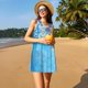 thumbnail image 3 of Balery Hanging Orchids Floral Blue Vestidos de verano para mujer con estampado: vestido holgado sin mangas, vestido playero informal y cómodo para días calurosos., 3 of 7