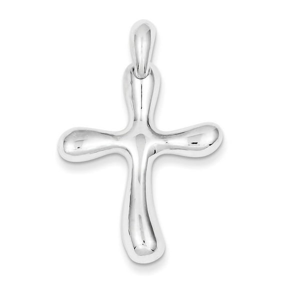 Pendentif Croix à Forme Libre, Fini Poli Argent