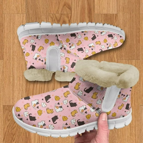 Whosucclay Flannel Womens and Girl Snow Boots Ankle Booties Waterproof Winter Boots Slip on Fashion Boots No Slip Boots