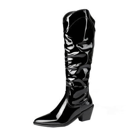 

Boots for Women Clearance Deals! Verugu Low Heel Comfort Winter Boots Women s Knee-High Boots Plus Size Ladies Boots Pointed Toe Thick High Heel Sleeve High Boots Knight Boots Dance Boots Black 37