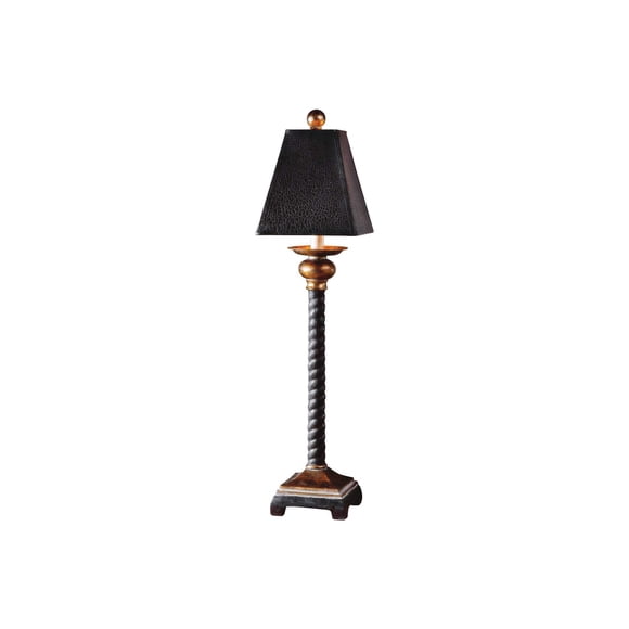 Allora 1-Light Resin Buffet Lamp in Matte Black and Washed Gray Glaze