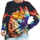 thumbnail image 1 of Camiseta suelta estampada a la moda para mujer, blusa de manga larga, cuello redondo, camisetas informales Pompotops FGAJ10140, 1 of 5