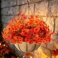 thumbnail image 5 of Artificial Fall Hanging Flower Basket, 1Pc UV Resistant Faux Fall Flowers Planter, 13.7 x 19.5 Inch, with Metal Hanging Chain & Hook for Front Door, Porch, Patio, Balcony Autumn Decor, 5 of 7