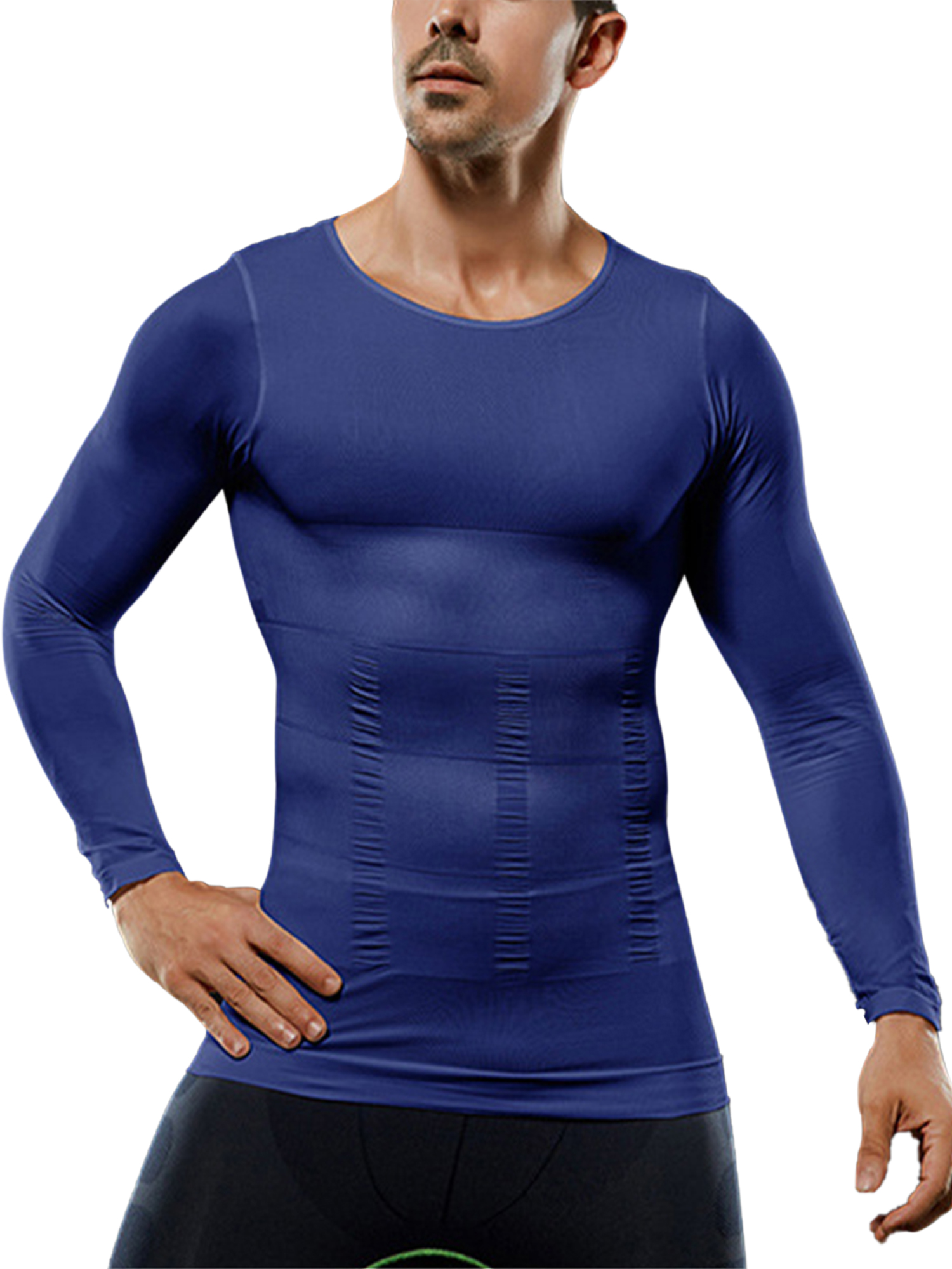 Official Pure Blue Product Men/'s Sports Base Layer Long Sleeved Compression Vest Comfortable Tight Fit Body Shaper That Compresses Core Muscle Areas Aids Performance