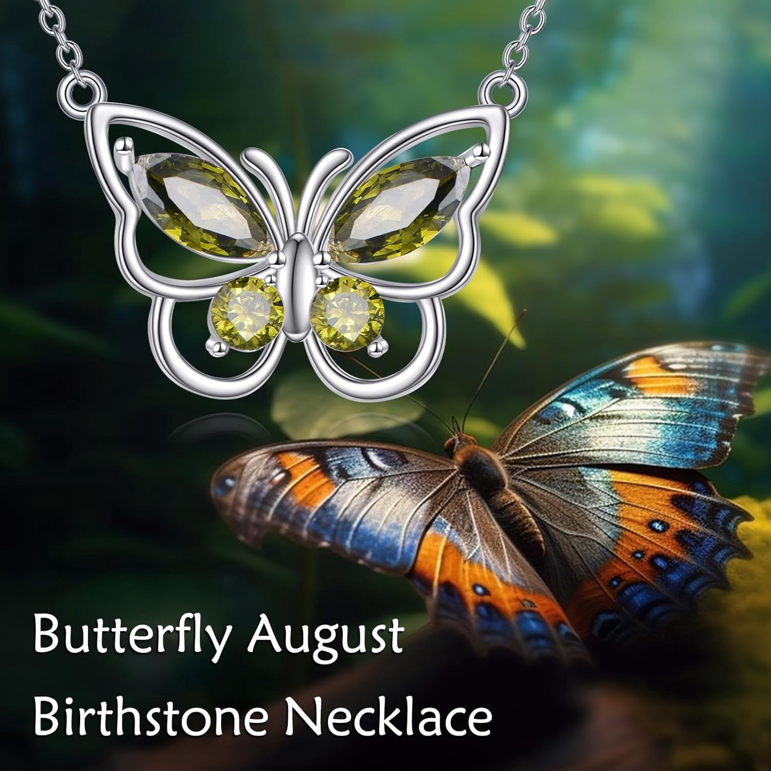 Butterfly Necklace for Women 925 Sterling Silver Crystal Butterfly Pendant Birthstone Amethyst Jewelry Gift