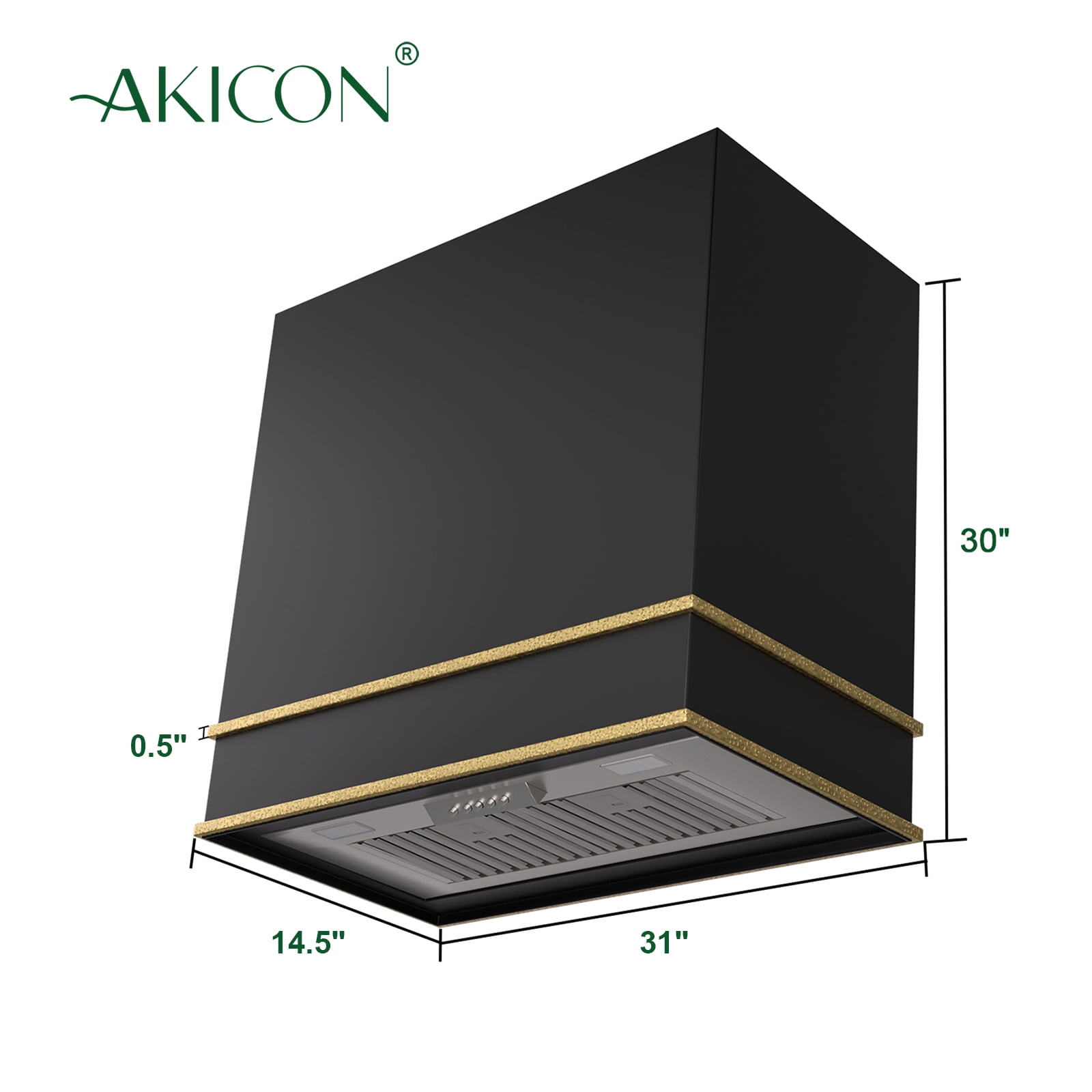 Akicon Range Hood 30 Inch, 600 CFM Ducted Vent Hood, Stainless Steel Box Kitchen Hood with 2 LED Lights, Removable Baffle Filters, Stove Hood Vent for Kitchen, 3 Speeds, Wall Mounted (AK-HS30HB-JBG)