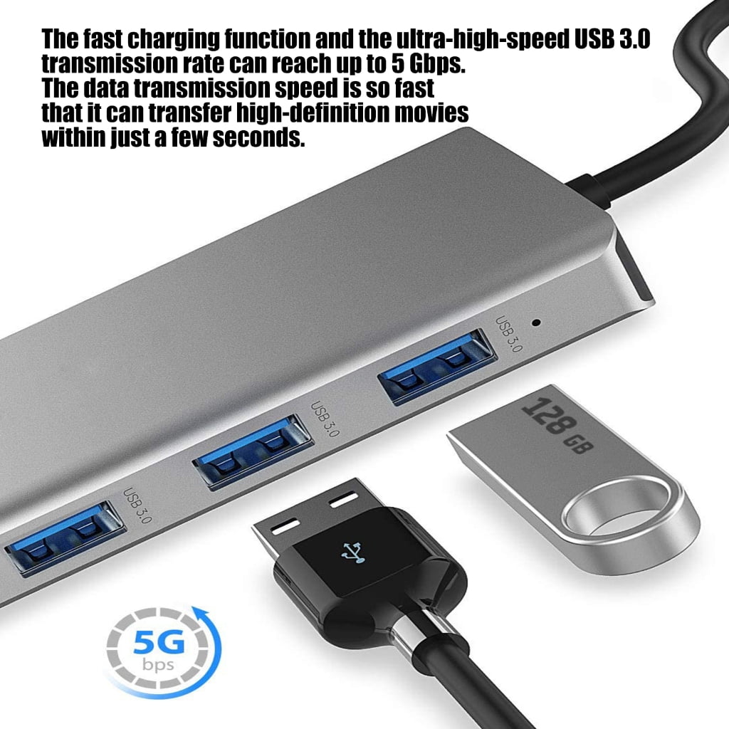 PatungKu Thin USB C Hubs Including Two Video Output Internet Connection USB Slots Storage Reader And Quick Power