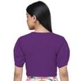thumbnail image 4 of eloria Women's Casual Blouse Tops, Ruffle Puff Sleeve, Round-Neck Top Color: Violet | Size: L, 4 of 6