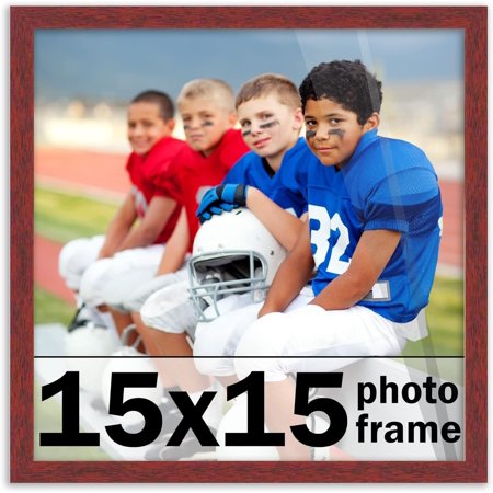 15X15 Frame Brown Mahogany Picture Frame Includes UV Plexiglass, Acid Foam Backing Board And Hanging Hardware