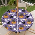 thumbnail image 3 of Halloween Round Outdoor Tablecloth with Umbrella Hole Zipper, Orange Pumpkin Funny Ghost Black Cat Purple Elastic Fitted Table Cover, Waterproof Table Cloth for Patio Picnic Party Fits 45"-54", 3 of 9