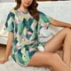 thumbnail image 4 of Fotbe Flamingo Conjunto de Pijama Estampado para Mujer, 2 Piezas, Ropa de Dormir con Camiseta de Manga Corta y Shorts Suaves-Small, 4 of 6