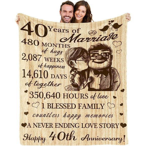 XZYG 40th Anniversary Wedding Gifts 40th Anniversary Decorations Gifts for Couple Husband Wife Gifts for 40th Anniversary Blanket 40 Year Anniversary Marriage Gifts(30*40inch)