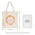thumbnail image 3 of Floral Wreath Tote Bag - Light Canvas with Sunflowers & Pink Flowers ' Choose Kindness ' in Purple Cursive Perfect for Shopping & Travel, 3 of 4