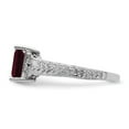 thumbnail image 4 of Solid 14k White Gold 7x5mm Emerald Cut Garnet January Red Gemstone Diamond Engagement Ring Size 8.5 (.04 cttw.), 4 of 6