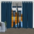 thumbnail image 4 of Navy & White Damask Bedding & Curtain Set, 9-Piece Quilted Bedspread & Drapes with Nickel Grommets, Scandinavian Inspired Bedroom Decor for Queen/King/Cal King（Queen）, 4 of 6