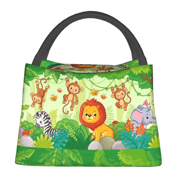 Fotbe African Animals in the Jungle Bolsa Térmica Portátil con Estampado, Bolsa de Entrega de Alimentos Aislada, Bolsa Reutilizable de Gran Capacidad para Comidas y Supermercado