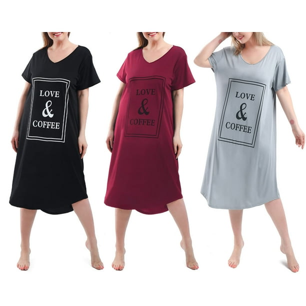 FEREMO Nightgown for Women Plus Size Long Sleepwear Printed Comfy Sleep