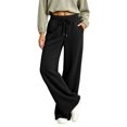thumbnail image 2 of Women's Wide Leg Pants High Waisted Drawstring Elastic Waist Casual Loose Palazzo Solid Color Trousers with Pockets, 2 of 7