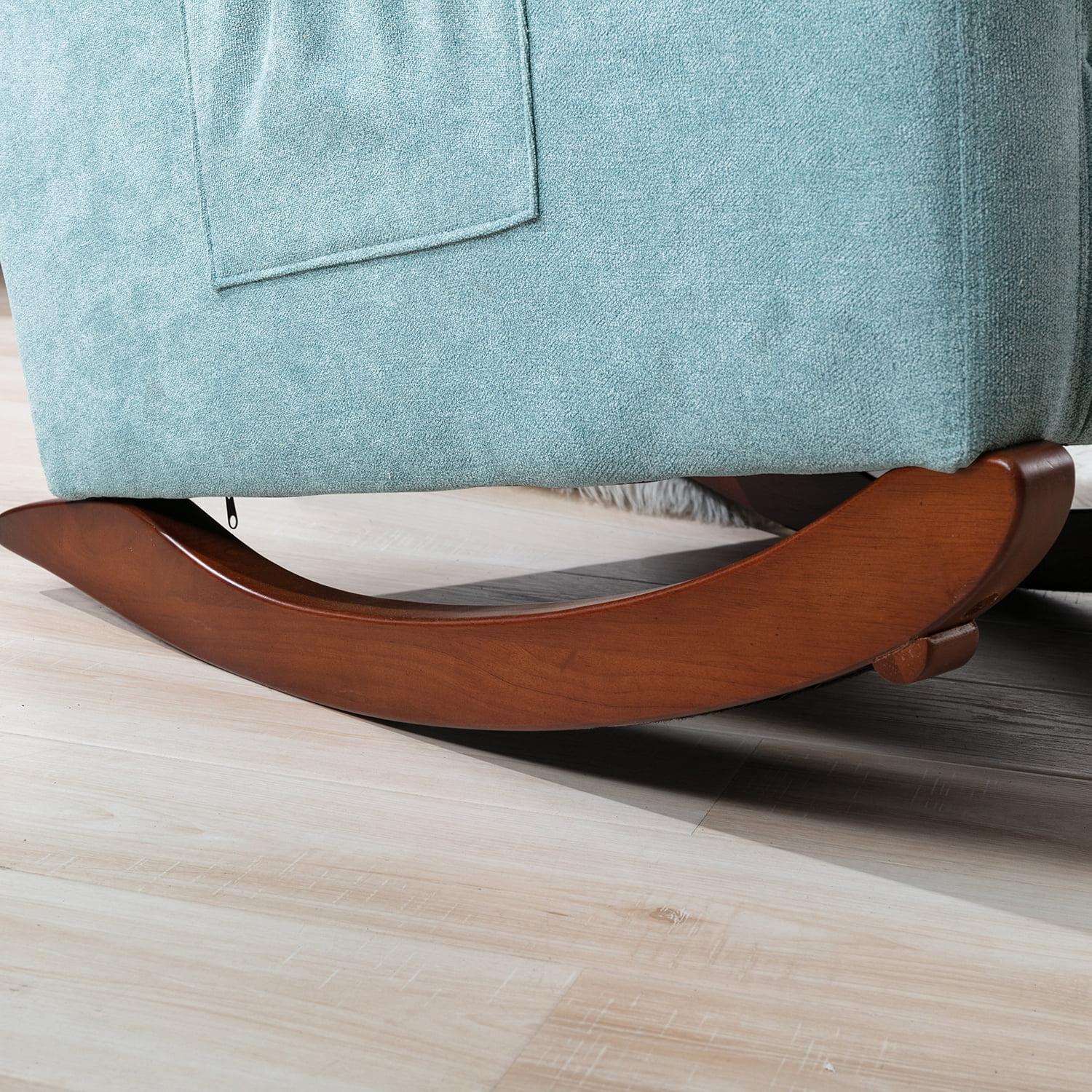 Kadyn High Back Rocking Chair, Modern High Back Armchair for Living Room, Velvet Rocking Chair with Side Pockets, Mint Green Kadyn High Back Rocking Chair, Modern High Back Armchair for Living Room, Velvet Rocking Chair with Side Pockets, Mint Green