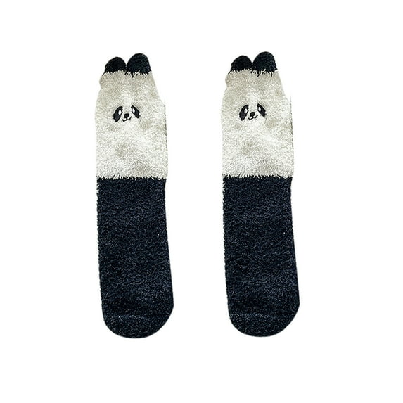 Honeeladyy Socks for Women,Woman's Girls Cute Coloer Stripe Wave Point Print Thicken Coral Fleece Keep Warm Socks Sox