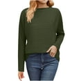 thumbnail image 2 of Dxzfnsa Womens Casual Oversized Loose Solid Round Neck Sweater Long Sleeved Fall Clothes Army Green-2XL, 2 of 7