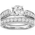thumbnail image 4 of Sterling Silver Rhodium-Plated 2-Piece Cz Wedding Set Ring (Size 7) Made In Thailand qr1330-7, 4 of 5
