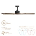 thumbnail image 3 of Turbine Indoor or Outdoor 54in 5-Blade Smart Ceiling Fan with Remote Control and Black Hardware with Walnut Blades Works With iOS or Android App, 3 of 10