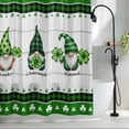 thumbnail image 2 of Green St. Patrick's Day Extra Long Shower Curtain Set, Waterproof Shower Curtains for Bathroom, Gnomes Watercolor Leaves Wooden Washable Fabric Bath Curtain for Bathtub with Hooks 72x96 Inches, 2 of 9