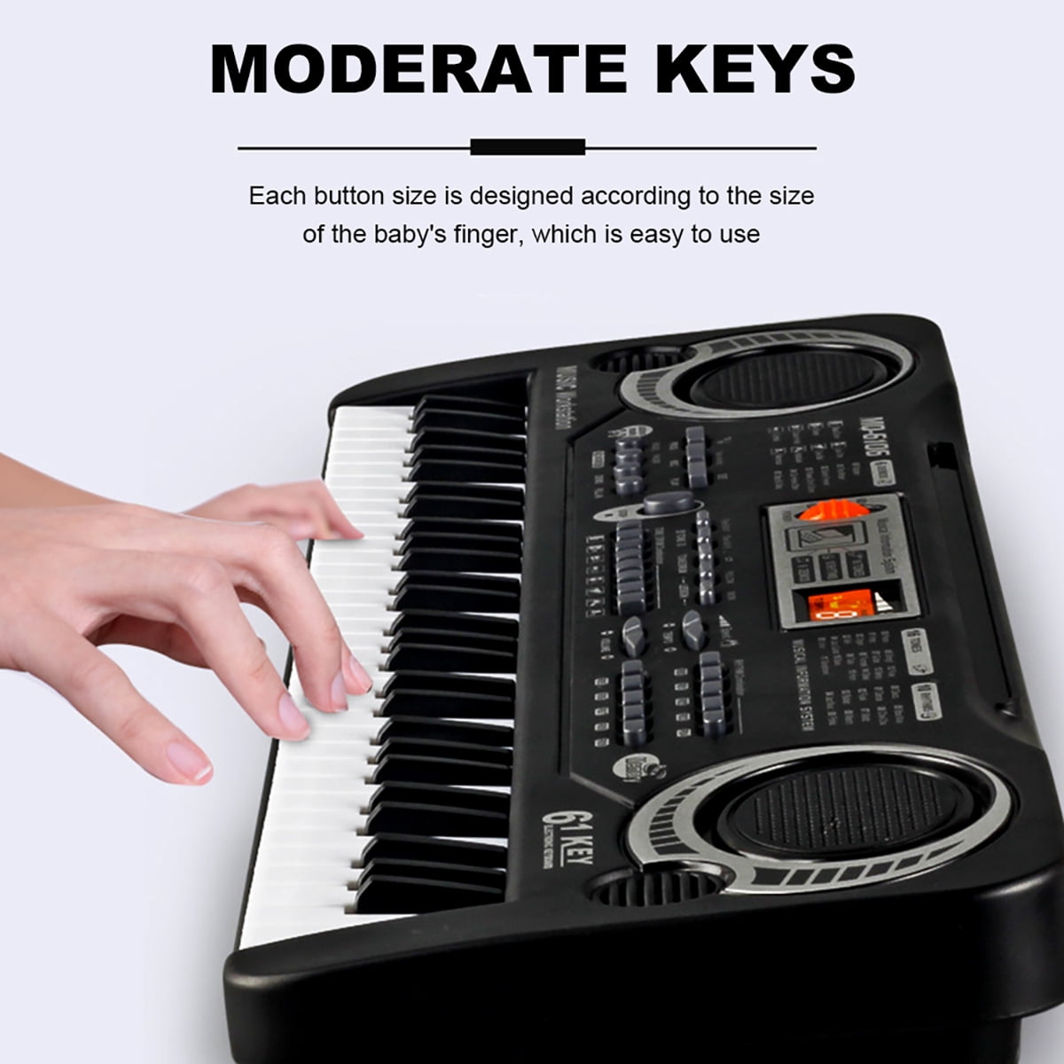 Hvxrjkn 61 Key Keyboard Piano, Digital Electronic Musical Keyboard, for Beginner Electric Piano Keyboard Set with USB cable, Microphone - Black