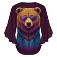 thumbnail image 6 of Stylish Bear In Sunglasses Women's V-Neck Blouse With 3/4 Ruffled Bell Sleeves Casual Top Ladies Blouses, 6 of 7