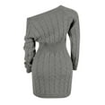 thumbnail image 5 of Ediodpoh Sweater Dress for Women Mid Length off The Shoulder Waist for Autumn Winter Fashion Grey XXXL, 5 of 6