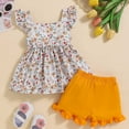thumbnail image 6 of 6T Girls Clothes Summer Toddler Girl Clothes Solid Color Ruffle Sleeve Top+Floral Shorts Cute Toddler Girls Summer Outfits 2Pcs Clothing Set, 6 of 9