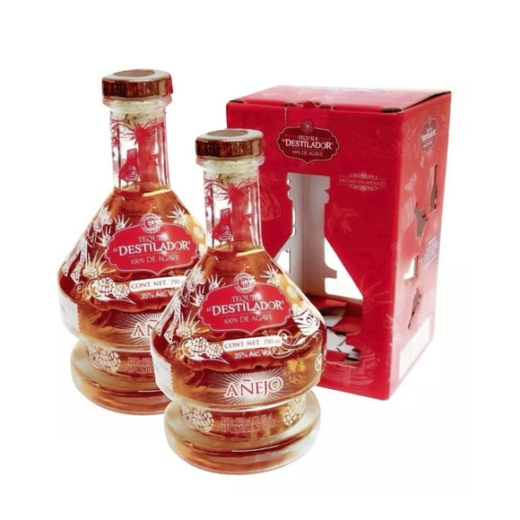 Duo Pack Tequila Destilador Añejo Serigrafeado 750ml Destilador Tequila Añejo