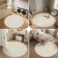 thumbnail image 5 of Round Area Rugs 4Ft, Cream Striped Non-Slip Washable Circle Rugs Carpet, Modern Rustic Minimalist Lines Texture Indoor Outdoor Rug Floor Mats Throw Runner for Bedroom Living Room Bathroom, 5 of 7
