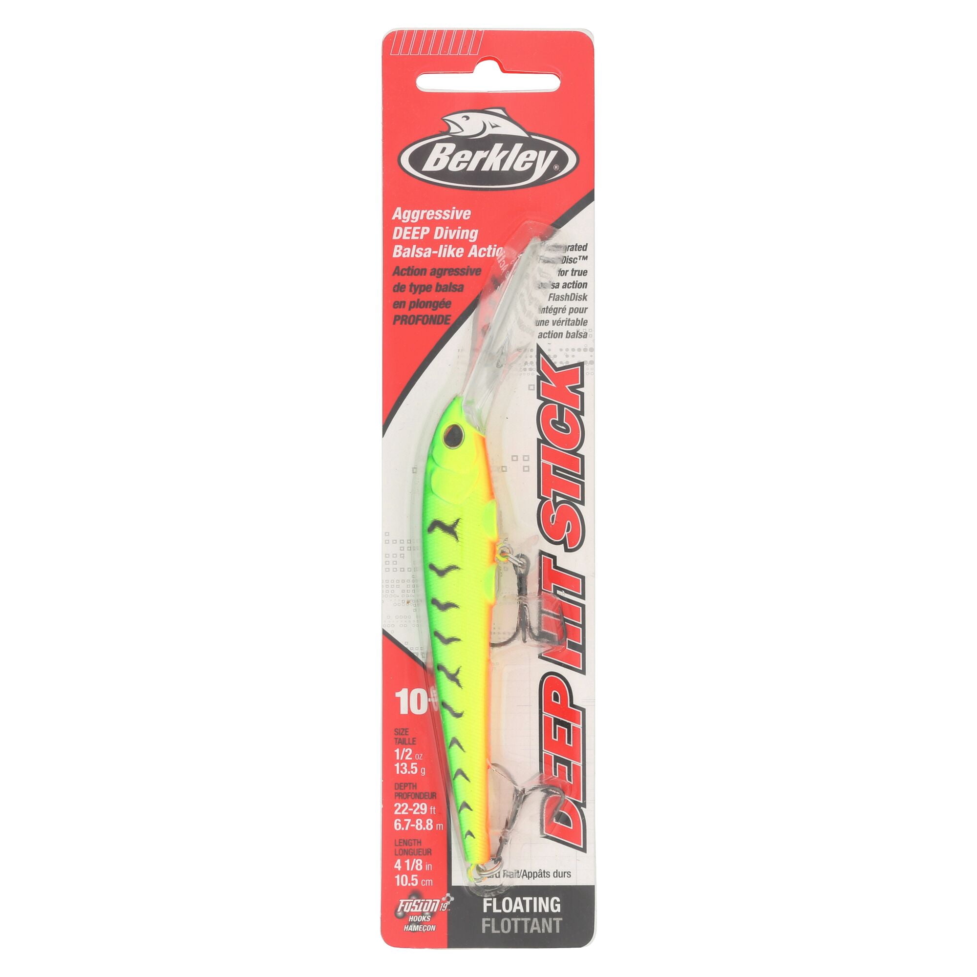 Berkley Deep Hit Stick, 4.25 in, Crankbaits, Firetiger (1 Count)