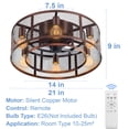 thumbnail image 2 of Ohniyou 21" Caged Ceiling Fans with Lights and Remote, Farmhouse Flush Mount Low Profile Industrial Ceiling Fan Lights for Bedroom Kitchen, 2 of 16
