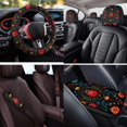 thumbnail image 4 of Binienty Floral Ladybug Car Seat Covers Full Set Front and Backseat Automotive Seat Covers & Accessories 15 Inch Car Steering Wheel Cover + Armrest Pad + Headrest Protectors + Keyring, 14 Pack, 4 of 8