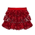 thumbnail image 4 of YONGHS Jupe Tutu à Paillettes pour Filles, Jupe de Danse à Volants, Robe de Ballet Rouge 16, 4 of 5