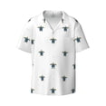 thumbnail image 2 of Lsque Hand Drawn Turtle print Men's Cuban Collar Short Sleeve Shirt Summer Beachwear Casual Button Down Fashionable Vacation Leisure Shirt-Medium, 2 of 7