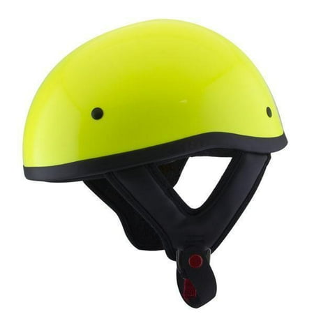 Outlaw Helmets Outlaw T68 DOT Hi-Vis Yellow Motorcycle Skull Cap Half