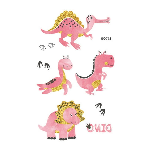 Cartoon Dinosaur Plant Body Tattoo Sticker Stamping Women Girl Female Temporary Decal Decor