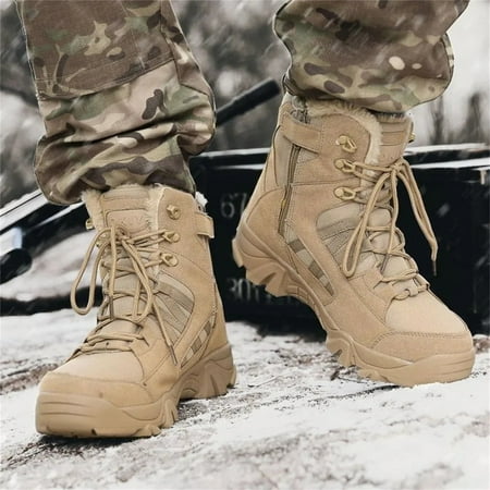 

Clearance TOFOTL Winter Warm Thicken Plush Hiking Shoes Men Winter Shoes Non-slip Cotton Shoes
