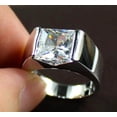 thumbnail image 2 of 2ct Princess Cut Simulated Diamond Solitaire Men's Wedding Ring 14K White Gold Plated 925 Silver Gift For Him, 2 of 3