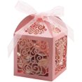 thumbnail image 1 of 100 Pack Wedding Favor Boxes Laser Cut Boxes Party Favor Box Small Gift Boxes Lace Candy Boxes for Wedding Bridal Shower Baby Shower Birthday Party Anniverary with Ribbons, 1 of 6